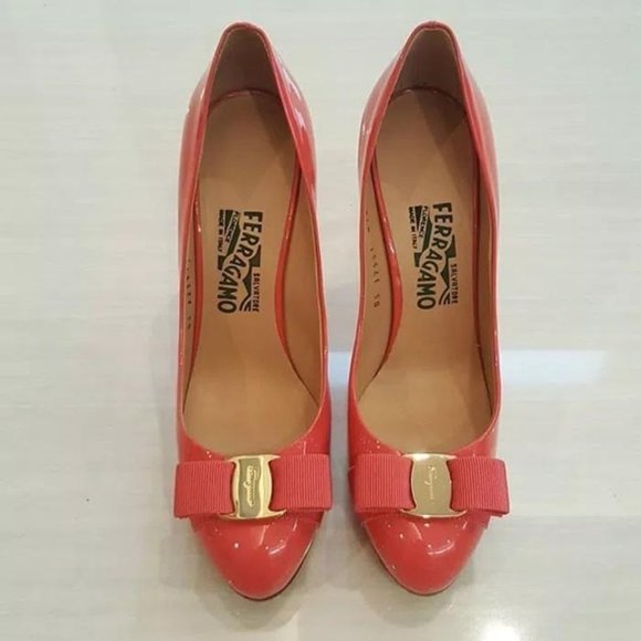 Salvatore Ferragamo Rilly Heels Morning RosePatent - Picture 1 of 12